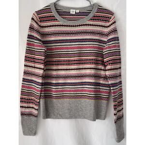 Gap Sweater Women's M Cotton Fair Isle Crewneck Preppy Crazy Pullover